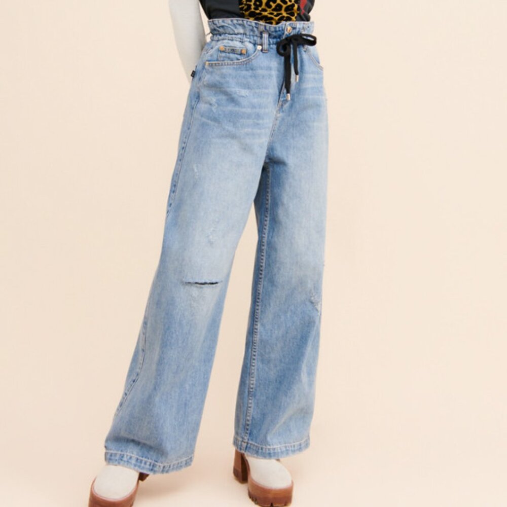 PE Nation Drawstring Baggy Wide-Leg Jeans